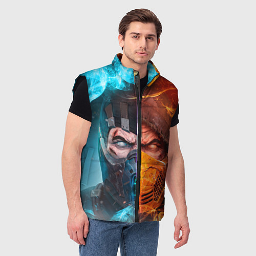 Мужской жилет Mortal Kombat - Саб-зиро и Скорпион / 3D-Черный – фото 3