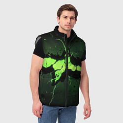 Мужской жилет Разлом по центру зеленой плиты, цвет: 3D-светло-серый — фото 2