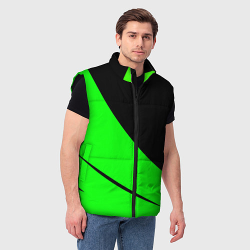 Мужской жилет Чёрный с зелёным двуцветный / 3D-Черный – фото 3