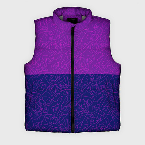 Мужской жилет Фиолетовый синий узор с абстрактными линиями / 3D-Светло-серый – фото 1