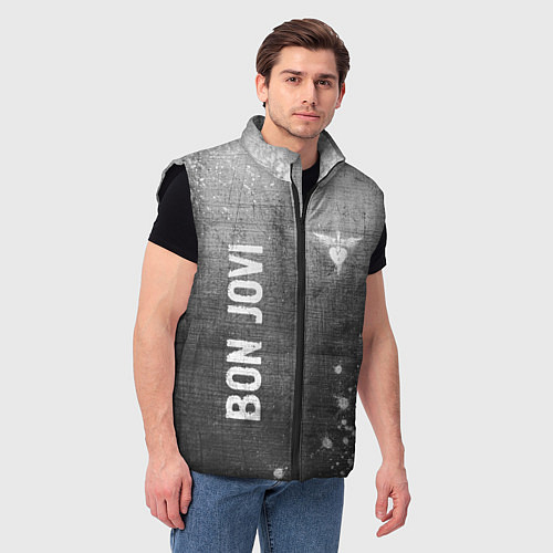 Мужской жилет Bon Jovi - grey gradient вертикально / 3D-Черный – фото 3