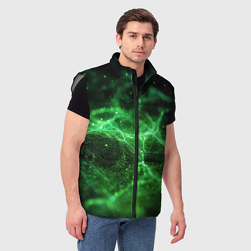 Мужской жилет Зеленая связь текстура / 3D-Светло-серый – фото 3