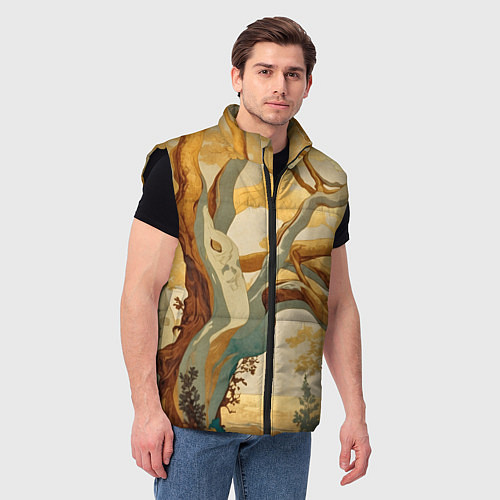 Мужской жилет Дерево в японском стиле / 3D-Черный – фото 3