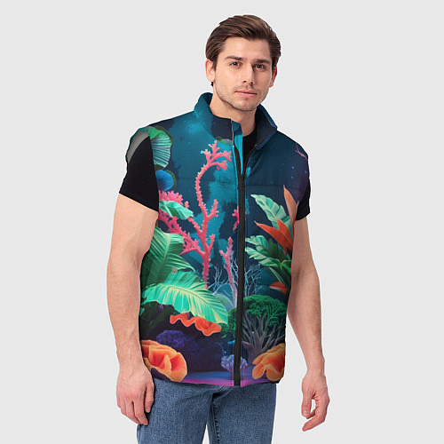 Мужской жилет Морские растения / 3D-Светло-серый – фото 3
