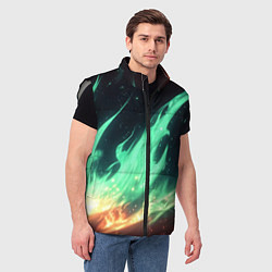Мужской жилет Зеленое абстрактное пламя, цвет: 3D-светло-серый — фото 2