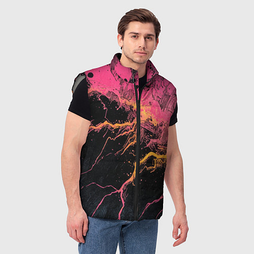 Мужской жилет Абстрактные молнии текстура / 3D-Светло-серый – фото 3