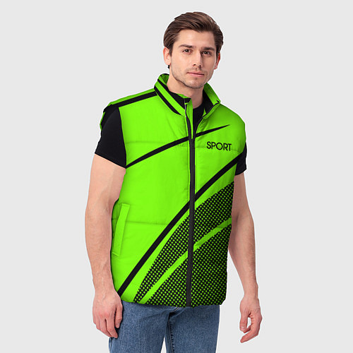 Мужской жилет Sport ярко-зелёный с чёрным точечный / 3D-Черный – фото 3