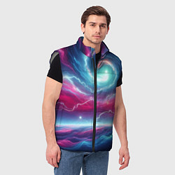 Мужской жилет Spiral neon galaxy - ai art fantasy, цвет: 3D-светло-серый — фото 2