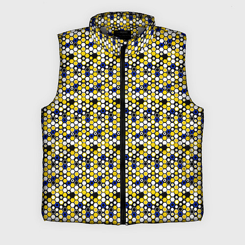 Мужской жилет Киберпанк шестиугольники жёлтые / 3D-Светло-серый – фото 1