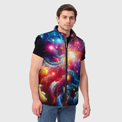 Мужской жилет Colorfull neon space clouds - ai art fantasy / 3D-Черный – фото 3
