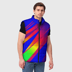 Мужской жилет Красно-синий с полосами градиент, цвет: 3D-черный — фото 2
