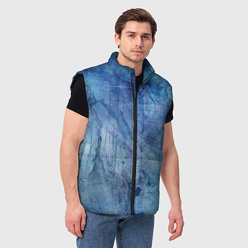 Мужской жилет Абстракция - blue stone / 3D-Черный – фото 3