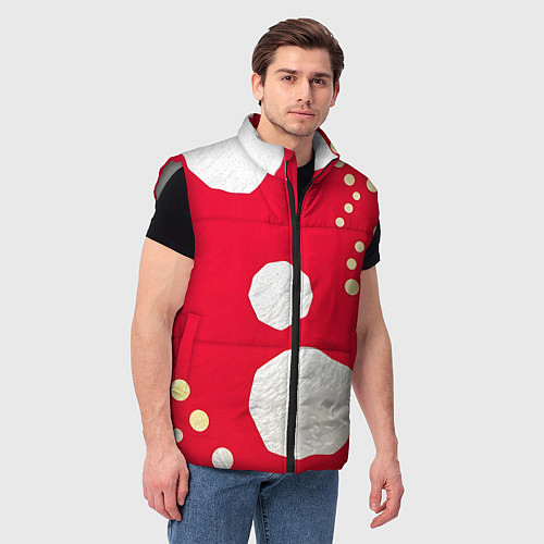 Мужской жилет Зебра на алом фоне / 3D-Светло-серый – фото 3