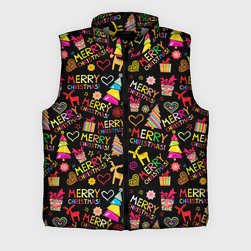 Мужской жилет Merry Christmas - паттерн / 3D-Светло-серый – фото 1