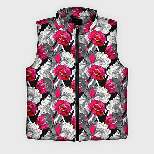 Мужской жилет Розы красные и черно-белые / 3D-Светло-серый – фото 1