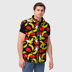 Мужской жилет Губы и бананы, цвет: 3D-красный — фото 2