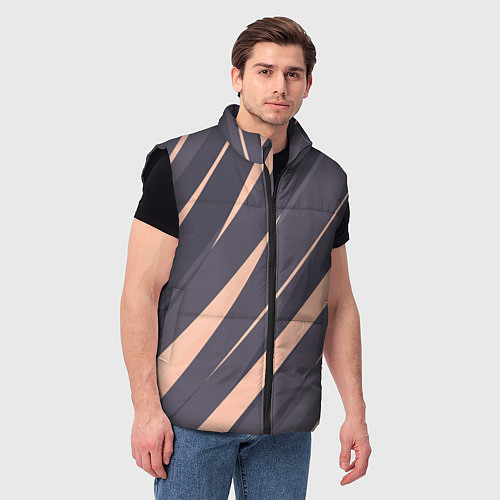Мужской жилет Перламутровый серый полосы / 3D-Черный – фото 3