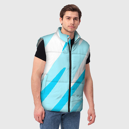 Мужской жилет Белый с голубым абстракция / 3D-Светло-серый – фото 3