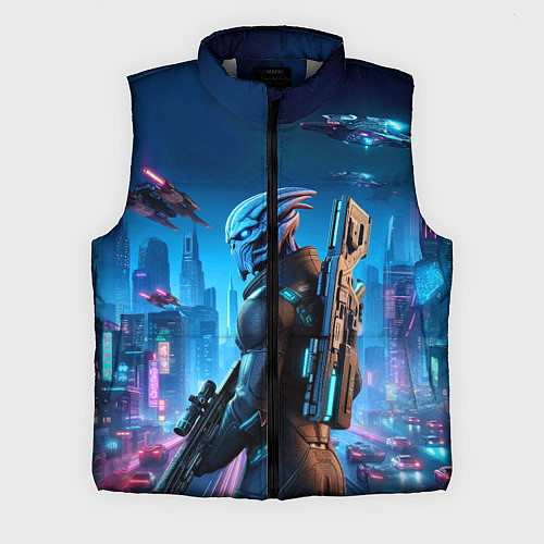 Мужской жилет Mass Effect - neon glow fantastic / 3D-Светло-серый – фото 1