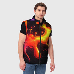 Мужской жилет Радужные кляксы на черном фоне, цвет: 3D-черный — фото 2