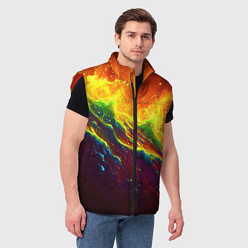 Мужской жилет Абстрактные волны с огнем / 3D-Красный – фото 3