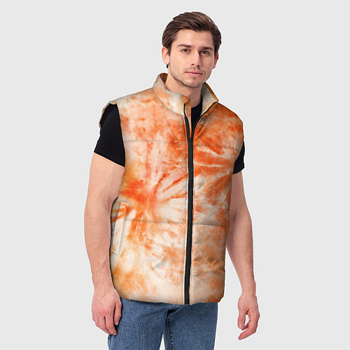 Мужской жилет Оранжевый тай-дай пятна / 3D-Черный – фото 3