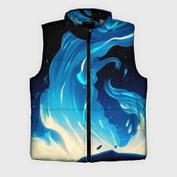 Мужской жилет Бело-синее пламя из абстрактных красок, цвет: 3D-светло-серый