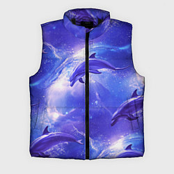 Мужской жилет Дельфины в волшебном море паттерн, цвет: 3D-черный