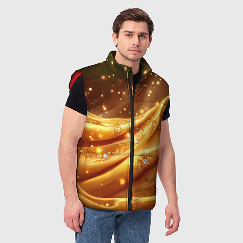 Мужской жилет Золотая ткань с блестками / 3D-Красный – фото 3