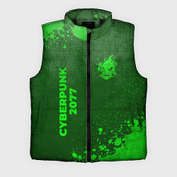 Мужской жилет Cyberpunk 2077 - green gradient вертикально, цвет: 3D-черный