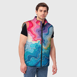 Мужской жилет Абстрактные волны в мраморном стиле, цвет: 3D-светло-серый — фото 2