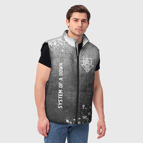Мужской жилет System of a Down - grey gradient вертикально / 3D-Черный – фото 3
