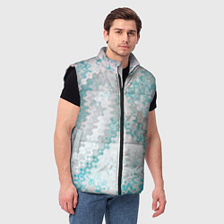 Мужской жилет Серо-бирюзовый абстрактный, цвет: 3D-черный — фото 2