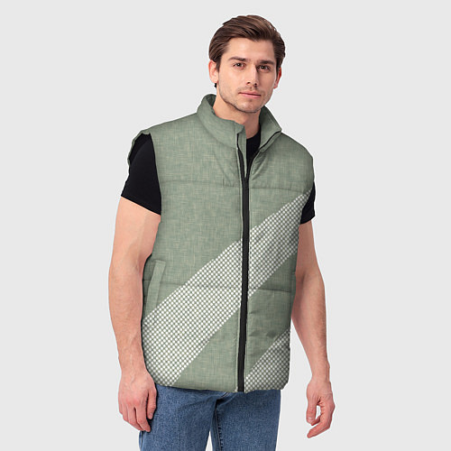 Мужской жилет Светлый серо-зелёный абстрактный / 3D-Черный – фото 3