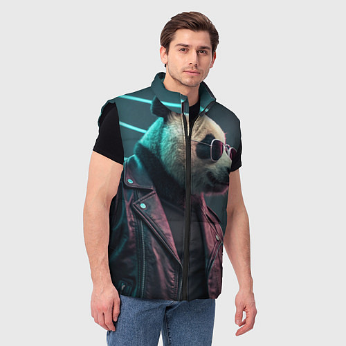 Мужской жилет Cyberpunk panda / 3D-Черный – фото 3