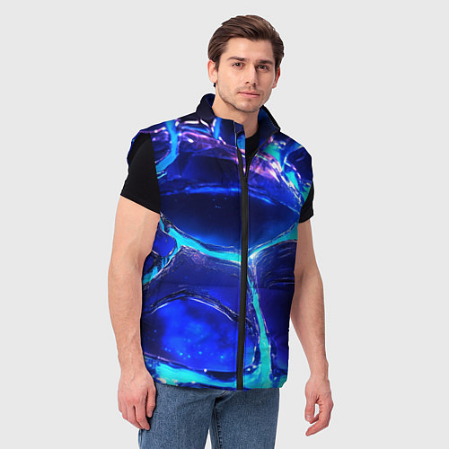 Мужской жилет Объемные плиты в неоновом свечение / 3D-Черный – фото 3