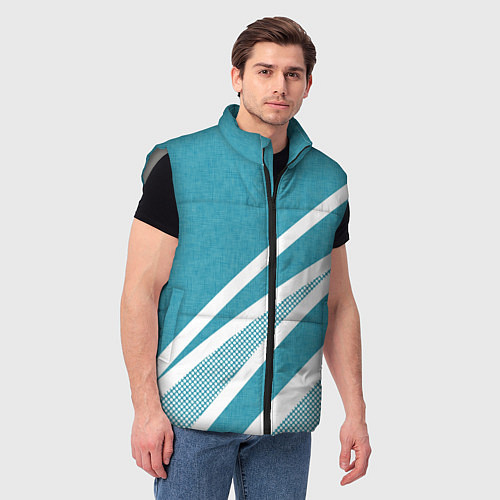 Мужской жилет Бело-голубой абстракция с полосами / 3D-Светло-серый – фото 3