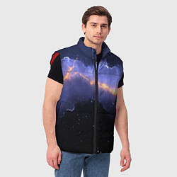 Мужской жилет Молния в фиолетовом небе текстура, цвет: 3D-красный — фото 2