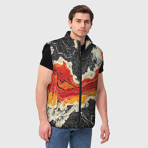 Мужской жилет Красно-черная потертая текстура / 3D-Черный – фото 3