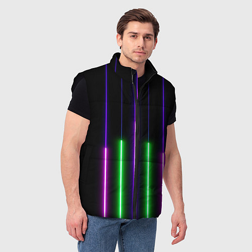 Мужской жилет Color Purple green pink / 3D-Черный – фото 3