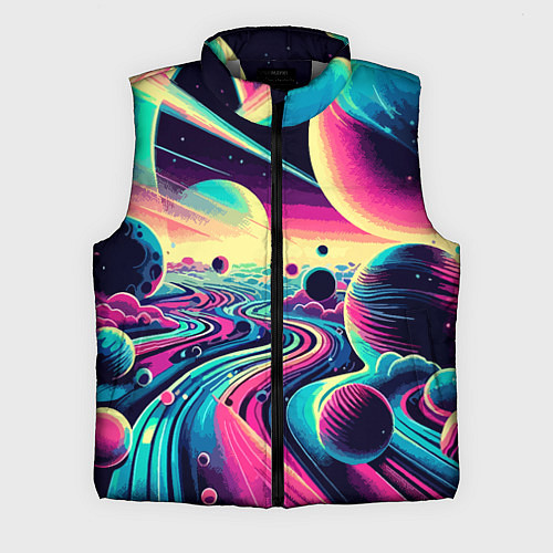 Мужской жилет Неоновый разноцветный космос / 3D-Светло-серый – фото 1