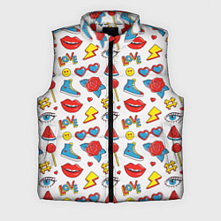 Мужской жилет Паттерн с яркими молодежными стикерами, цвет: 3D-красный