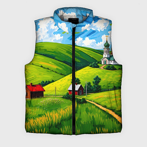 Мужской жилет Русская деревенька / 3D-Светло-серый – фото 1
