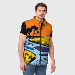 Мужской жилет Пейзаж с фантастической природой, цвет: 3D-черный — фото 2