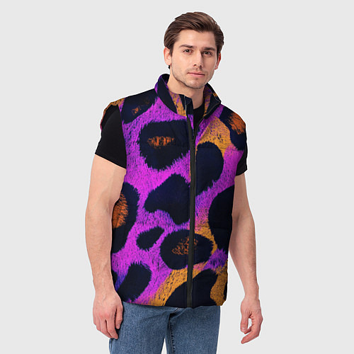 Мужской жилет Неоновый леопардовый узор / 3D-Черный – фото 3