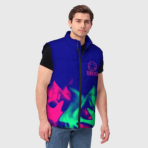 Мужской жилет Nirvana fire neon / 3D-Черный – фото 3