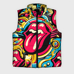 Мужской жилет Rolling Stones logo - pop art pattern, цвет: 3D-черный