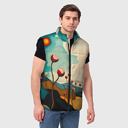 Мужской жилет Сюрреалистичный пейзаж с цветами, цвет: 3D-черный — фото 2