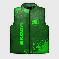 Мужской жилет Skoda - green gradient вертикально, цвет: 3D-черный