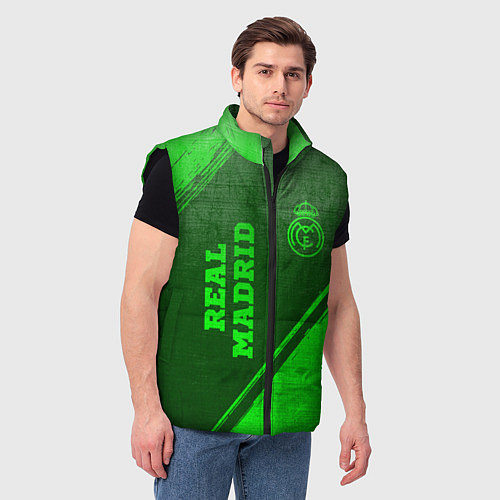 Мужской жилет Real Madrid - green gradient вертикально / 3D-Черный – фото 3